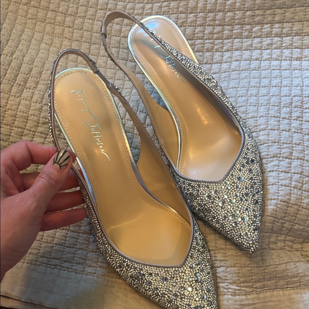 Betsey Johnson Glittering Silver Pointed Heels